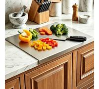 Stainless Steel Cutting Board with Lip, 304 Metal Cutting Board for Kitchen Countertop, Dishwasher Safe Chopping Board for Meat Vegetables Bread Baking, 30x30cm / 30x40cm (30x30)