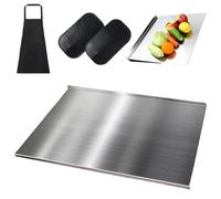 Stainless Steel Cutting Boards for Kitchen, Stainless Steel Cutting Board with Lip, Cutting Board with Silicone Mat for Meat, Fruits, Vegetables, Bread (15.7 x 23.6in)