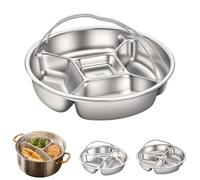 Stainless Steel Divided Plate with Double Handles, Multi Compartment Steamer Tray, for Vegetables, Fish, Meat, Eggs, Cooking, Meal Prep, Camping (5 grids)