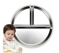 Stainless Steel Divided Plates For Kids - Heat-Resistant Dinnerware | Portion Control Serving Tray With Silicone Suction Base | Drop-Proof, Food-Grade Stainless Steel Plate For Home And