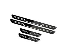 Stainless Steel Door Sill Protector Strips for A6 4F2 C6 Saloon for Sedan 2004-2011, 4pcs Welcome Pedal Kick Plates Scuff Guard Accessory(Black for Titanium Mirror)