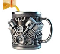 Stainless Steel Drink Mug - Stainless Steel Resin Standard Size | Creative Engine Design Mug Coffee Tea Water Cup Industrial Style Drinkware | For Workshop Garage Home Travel Studio Cafe Studying
