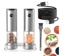 Stainless Steel Electric Salt&Pepper Grinder Set,Electric Salt and Pepper Grinder Set,with Adjustable Coarseness & LED Light,Sleek&Durable Grinder for Kitchen New Home Gift Ideas