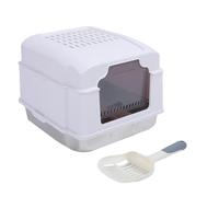 Stainless Steel Enclosed Cat Litter Box | Odor Control & Large Capacity | Easy Care Cat Toilet for Indoor Kitties | Includes Scoop