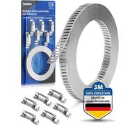 Stainless Steel Endless Hose Clamp [3m]Perforated Band With 6 ClipsStainless Steel Worm Clamp Adjustable ClampsAdjustable Diy Hose Clamp Suitable As