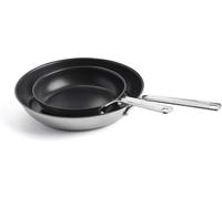 Stainless Steel Ensemble De Poêles À Frire Antiadhésives À 3 Couches En Acier Inoxydable De 20 Cm Et 28 Cm, Pour Le Chauffage, L'induction, Le Four Et Le Lave-Vaisselle.