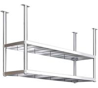 Stainless Steel Floating Frame, Two-Layer Ceiling Shelving, Kitchen Supplies Storage, Suitable for Restaurant Wall Shelves(90x35x80cm)