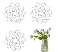 Stainless Steel Floral Grid Organizer, 2025 New Flower Arrangement Holder, Flower Arrangement Holder for Vase Floral Stems Bouquets(3Pcs Silver 4in)