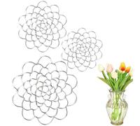 Stainless Steel Floral Grid Organizer, 2025 New Flower Arrangement Holder, Flower Arrangement Holder for Vase Floral Stems Bouquets(3Pcs Silver Mix)