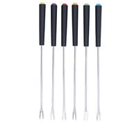 Stainless Steel Fondue Utensils Set | 6 Pcs Tarnish & Oxidation Resilient Long Utensils | Color Coded Handles for Chocolate/Cheese/Cake Fondue | Heat Resilient & Dishwasher