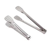 Stainless Steel Food Tongs Set 2 - Piece | 9 & 11 Inch Kitchen Tongs for Buffet/BBQ/Party | Secure - Grip Three - Line Design, 304 Food Grade