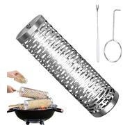 Stainless Steel Grill Basket, Detachable Handle Bbq Accessory for Backyard Parties with Rotating Design, Heavy Duty 304 Steel Bbq Basket for Grilling Meat Seafood and Vegetables Outdoor Garden Cooking