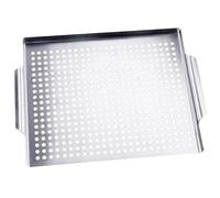 Stainless Steel Grilling Pan Heavy Duty Vegetable Grill Topper Barbecue Tray Grill Basket Outdoor Camping With Handle Barbecue Pour GâTeaux
