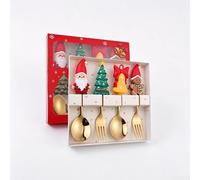 Stainless Steel Holiday Cutlery Set 4 Pcs Rust-Proof(Gold)