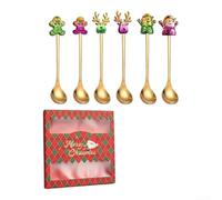 Stainless Steel Holiday Spoons 6 Pcs Gradient Finish | stainless steel body, stable performance, long-time use, daily serving, beverage utensil