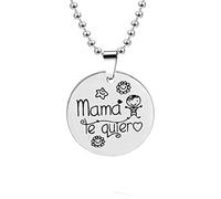 Stainless Steel Keychain Pendant Necklace Spanish Lettering Mama Te Quiera Keychain Gift for Mom Christmas Day Gift Sturdy and Clever treatment