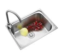 Stainless Steel Kitchen Sink 1 Basin Utility Commercial Wash Basin with Hot & Cold Water Tap - Built-in Easy to Clean for Home & Restaurant Use