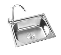 Stainless Steel Kitchen Sink - Modern Rectangular Single Bowl Washbasin with Quick Drain Fitting - Universal Built-in Design for Easy Cleaning