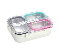Stainless Steel Lunch Box, 3 Compartment Leak Proof Food Container, Meal Prep Box with Lid, Portable Healthy Food Storage Solution for School Camping Fruits Meat Snacks, 8.98x6.61x2.72 Inches