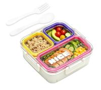 Stainless Steel Lunch Box Divided | Compartments Portable Snacks Holder | Portable Snacks Holder - 720ml Leakproof 304 Stainless Steel Box with Compartments, Fork, Spoon, and Secure Seal for Sc