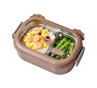 Stainless Steel Lunch Container - 1000ml Thermal Meal Prep Box With Cute Bear Design | Divided Metal Lunch Box With Compartments For Kids & Adults, Leakproof For School, Work, Picnic