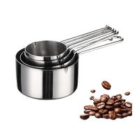 Stainless Steel Measuring Cups | 16.5x8.5x8cm 4 Pieces Dishwasher Safe Cooking Baking Measurement Gadgets | Kitchen Gadgets & Utensils Metal Best For Dry And Liquid Ingredient Coffee Bean