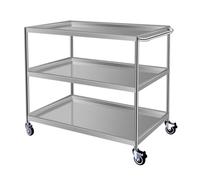 Stainless Steel Medical Cart,Utility Service Cart,360° Silent Rolling Wheels W/Foot Brake,Ergonomic Handle,for Restaurant Garage Office Outdoor Storage and Transport2 Lay(3 Layer-80 * 50 * 90Cm)