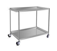Stainless Steel Medical Cart,Utility Service Cart,360° Silent Rolling Wheels W/Foot Brake,Ergonomic Handle,for Restaurant Garage Office Outdoor Storage and Transport2 Lay(2 Layer-80 * 50 * 90Cm)