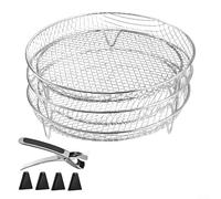 Stainless Steel Mesh Basket Set 3-Layer for Oven(Circular) | 3-tier stackable design, saves space, cooks multiple dishes, crispier results, faster cooking time