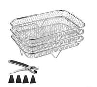 Stainless Steel Mesh Basket Set 3-Layer for Oven(Rectangular) | 3-tier stackable design, saves space, cooks multiple dishes, crispier results, faster cooking time