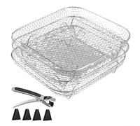 Stainless Steel Mesh Basket Set 3-Layer for Oven(Square) | 3-tier stackable design, saves space, cooks multiple dishes, crispier results, faster cooking time