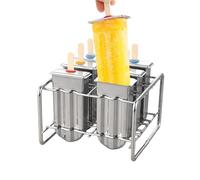 Stainless Steel Molds - 304 Reusable Ice Cream Mold Set 14.5x13x10cm | 6 Slot Ice Pop Maker with Holder Base and 100 Sticks for Homemade Treats various liquids
