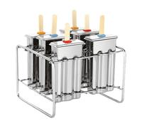Stainless Steel Molds - 304 Reusable Ice Cream Mold Set 14.5x13x10cm | 6 Slot Ice Pop Maker with Holder Base and 100 Sticks for Homemade Treats various liquids
