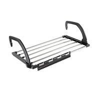 Stainless Steel Multifunctional Folding Balcony Shoe Rack Window Sill Drying Rack Towel Drying Rack Black (Black)