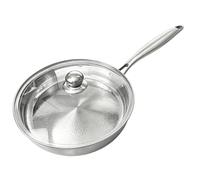 Stainless Steel Pan, Food-Grade Nonstick Skillet with Lid, Cooking 22cm | Steel Frying Pan Cooking Skillet for Kitchen Restaurant Camping Egg Steak Bacon Fish Gas Stove Cooker