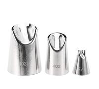 Stainless Steel Pastry Nozzles 3Pcs Set | Expert Cake Decorating Tips for Cookies/Cupcakes/Biscuits | Food Grade Baking Tools with 3 Sizes