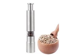 Stainless Steel Pepper Grinder - 304 Stainless Steel Acrylic 2.7x15.3cm | Manual Thumb Press Salt And Cumin Mill | Labor-Saving Multipurpose Kitchen Gadget For Camping Home Cooking And Food Preparatio