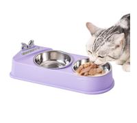 Stainless Steel Pet Bowls | Non Slip Pet Feeding Station | Puppy and Cat Dishes | Double Cat Non Slip Pet Bowl | Stainless Steel Bowls with Non Slip Resin Station for Small Pet Puppy Dog Cat