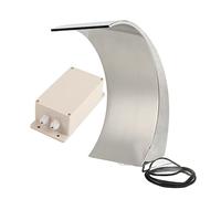 Stainless Steel Pool Waterfall Fountain | G1 1/2 Thread with Colorful LED Lights | Curved Waterfall Spillway for Swimming Pools/Garden Ponds/Landscape Decor