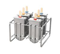 Stainless Steel Popsicle Molds, Housemade Ice Cream Mold, 6pcs Set with 100 Sticks, Ice Pop Molds with Holder Base, 5.71x5.12x3.94 inches, Perfect for Homemade or Popsicles