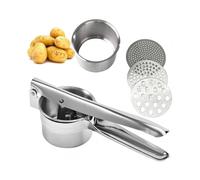 Stainless Steel Potato Spaetzle Press Spaghetti Ice Cream Press with 3 Hole Inserts