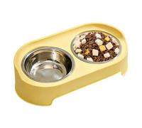 Stainless Steel & PP Double Pet Bowl with Anti-Spill Design | 6,5 x 5,5 x 3,7 pouces Non-Slip Cat Food Water Set | Dish Ergonomic Elevated Feeder | Tilt-Proof Dog Cat Feeding Station