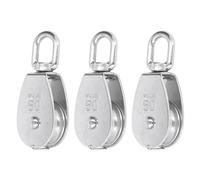 Stainless Steel Pulley Block 400kg | 360° Rotation U Shape Bearing Roller | Lifting/Towing/Boat Deck Pulley Set of 3