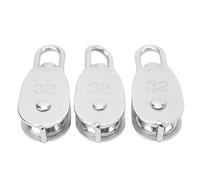 Stainless Steel Pulley Block M32 | 250kg High - Performance Bearing Swivel Wheel | 360° Unrestricted Rotation for Camping/Hiking/Fishing | 3Pcs U Type Pulley Set