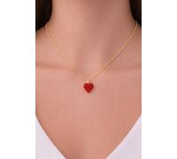 Stainless Steel Red Murano Heart Necklace for Women