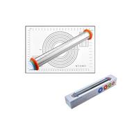 Stainless Steel Rolling Pin, Rouleau à Pâtisserie antiadhésif,Rouleau à Pâtisserie en Acier Inoxydable avec disques réglables et marquage de Mesure Tapis, Rouleau à Pâtisserie Antiadhésif (Noir)