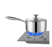 Stainless Steel Saucepan - Nonstick Small Cooking Pot, Compact Kitchen Skillet, Long Ergonomic Handle | Elegant Silver Gold Design, Home Restaurant Outdoor Backyard Camping Picnic Food Preparation Too