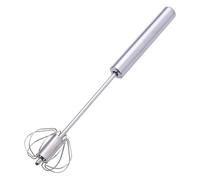 Stainless Steel Semi-Automatic Whisk - 27 x 6,5 x 6,5 cm Hand Rotating Egg Beater, Non-Stick Durable Mixer with Long Handle | Manuel Whisk for Whipping, Frothing, Baking, Cream, Batter and Sauces