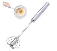 Stainless Steel Semi-Automatic Whisk - 27 x 6,5 x 6,5 cm Hand Rotating Egg Beater, Non-Stick Durable Mixer with Long Handle | Manuel Whisk for Whipping, Frothing, Baking, Cream, Batter and Sauces