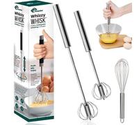 Stainless Steel Semi-Automatic Whisk, Whizzy Whisk,Easy Whisk for Cooking, Versatile Tool for Egg Beater, Milk Frother, Hand Push Whisk - Kitchen Utensil for Blending, Beating & Stirring (2pcs-silver)